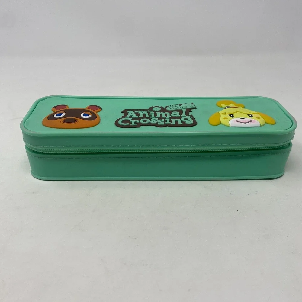 Nintendo Animal Crossing New Horizons Silicone Green Pencil Box‎ Case Pen Marker